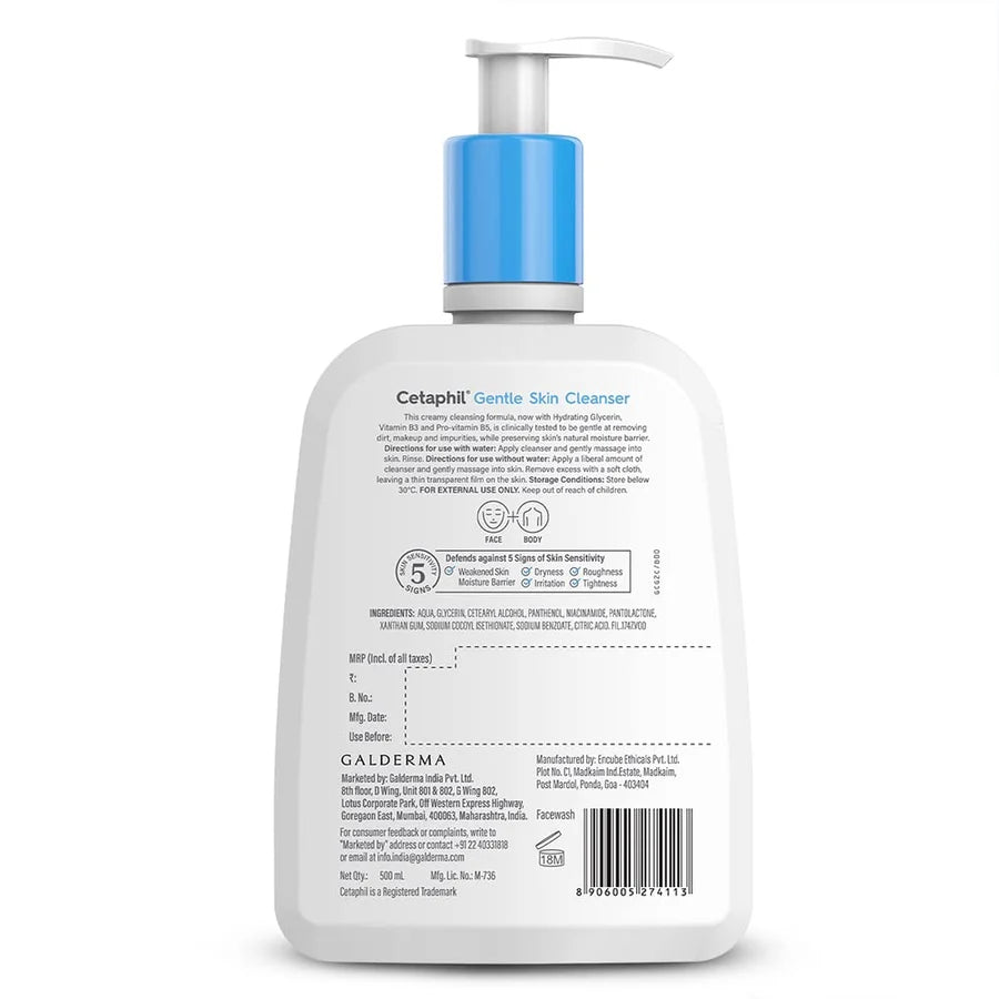 Cetaphil Gentle Skin Cleanser For Dry, Normal Sensitive Skin, 500ml